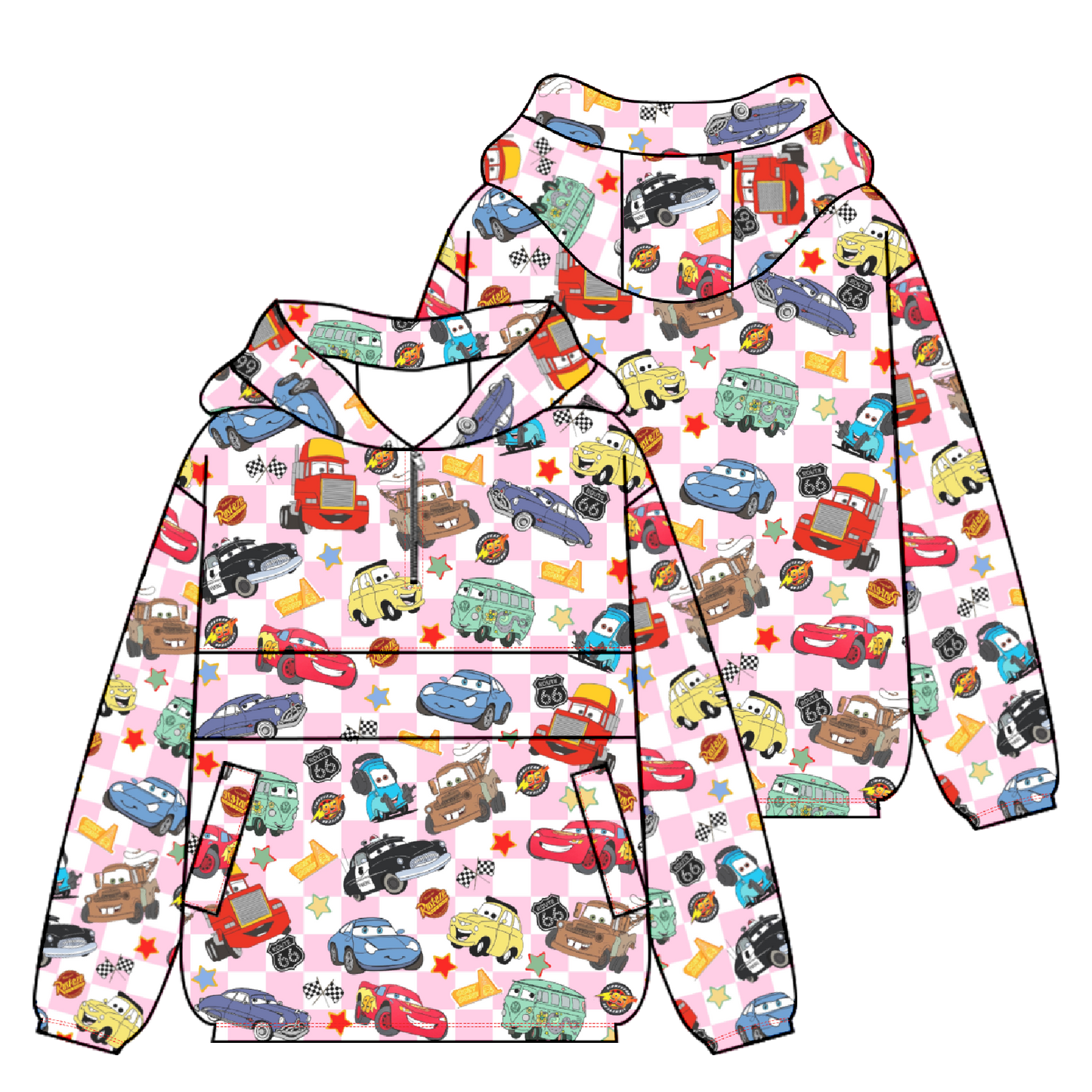 Pink Checkered Life Is A Highway Windbreaker
