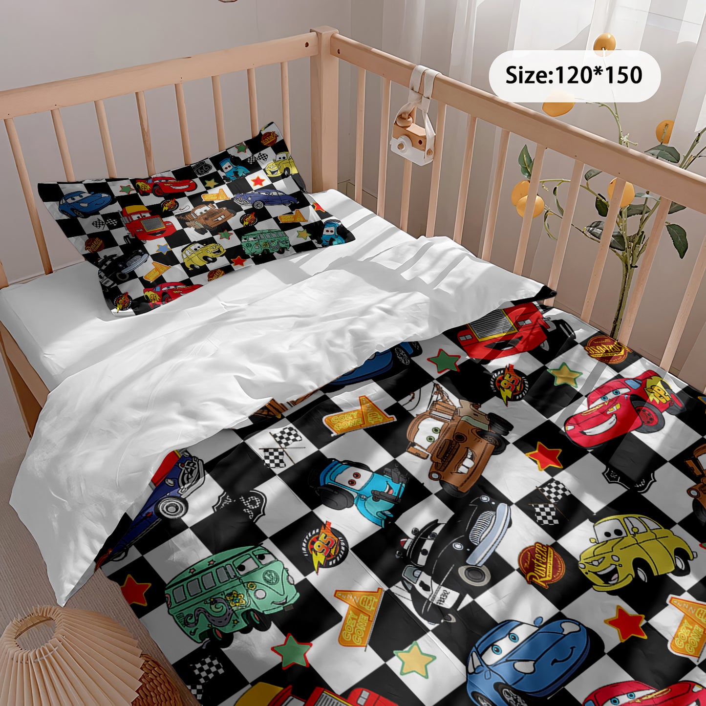 Black Checkered Life Is A Highway Bedding Set