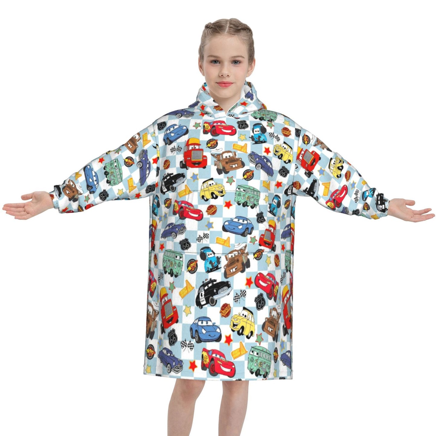 Blue Checkered Life Is A Highway Blanket Hoodie