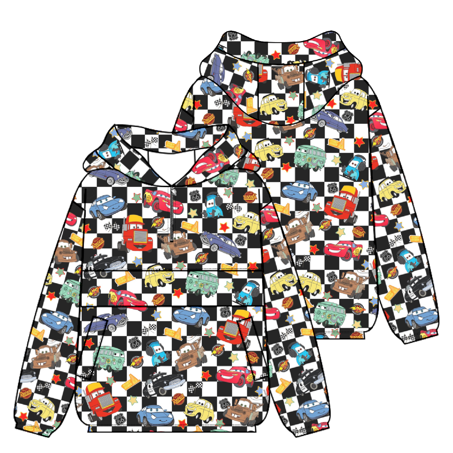Black Checkered Life Is A Highway Windbreaker