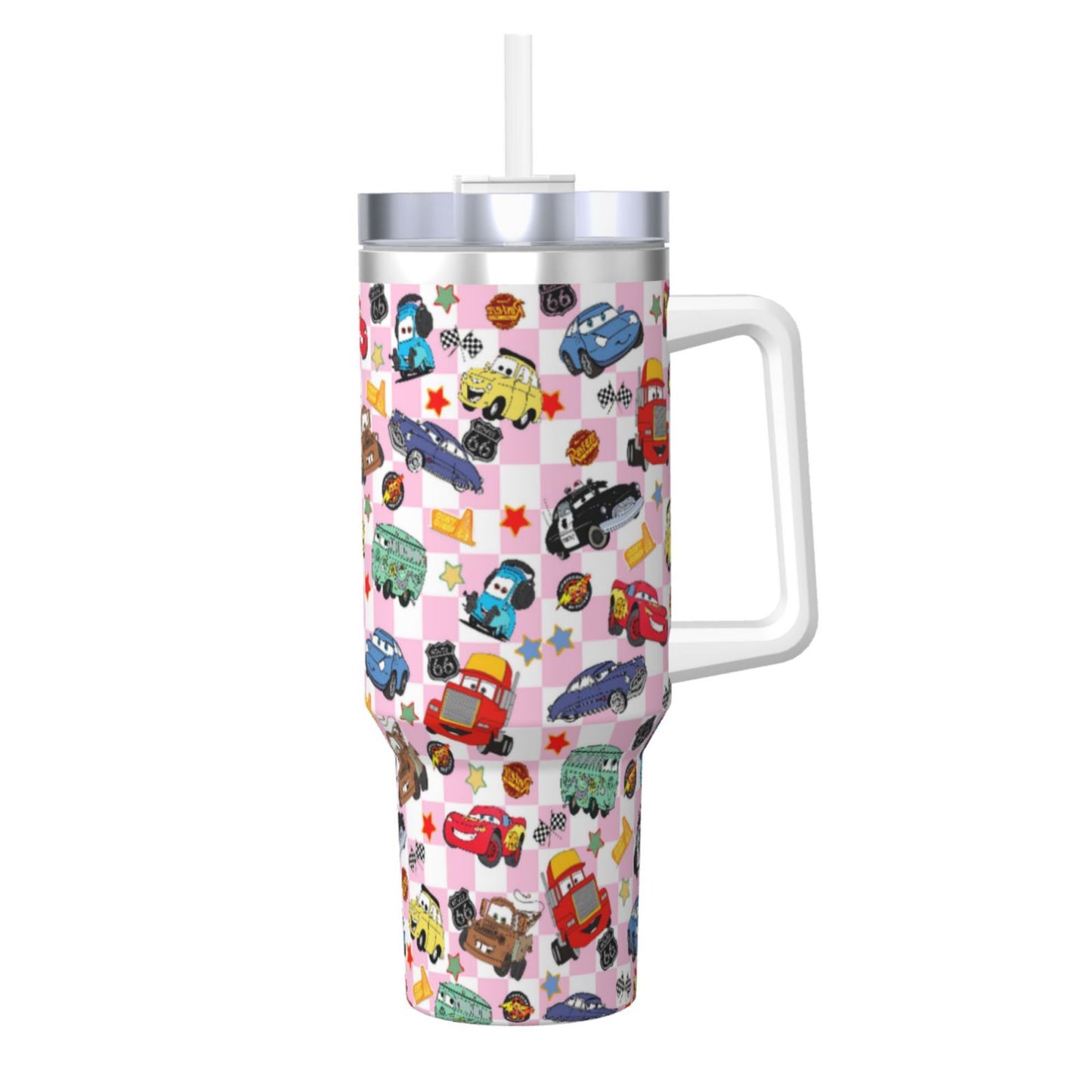 Pink Checkered Life Is A Highway Adults Tumbler
