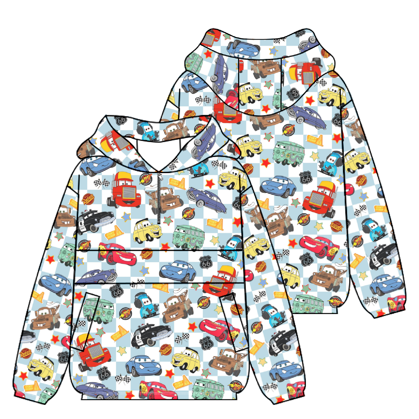 Blue Checkered Life Is A Highway Windbreaker