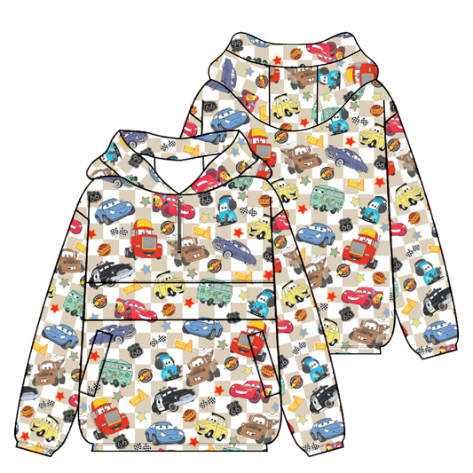 Beige Checkered Life Is A Highway Windbreaker