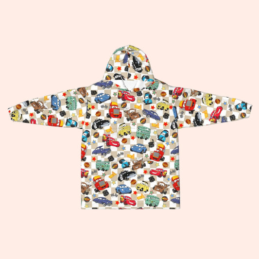 Beige Checkered Life Is A Highway Blanket Hoodie