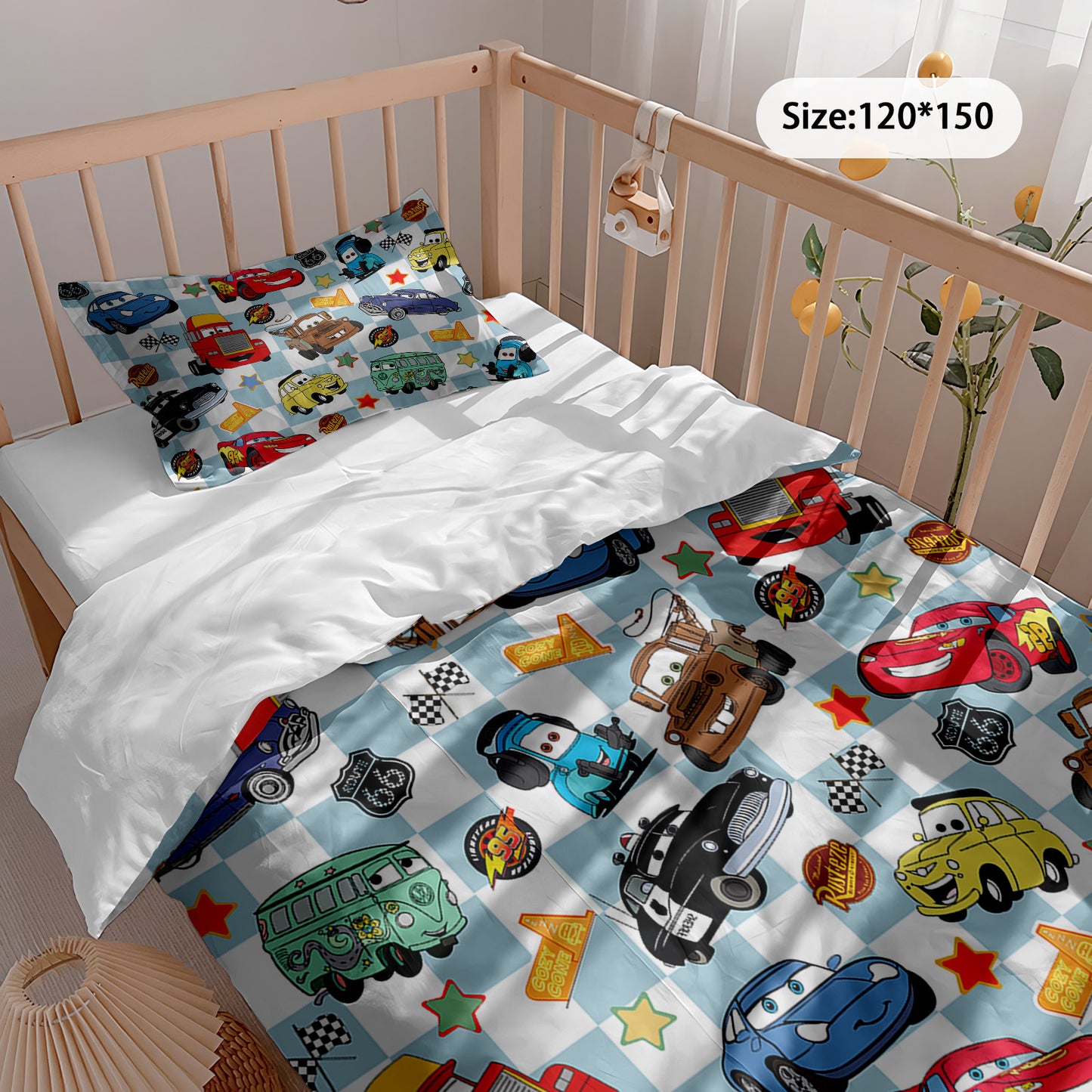 Blue Checkered Life Is A Highway Bedding Set