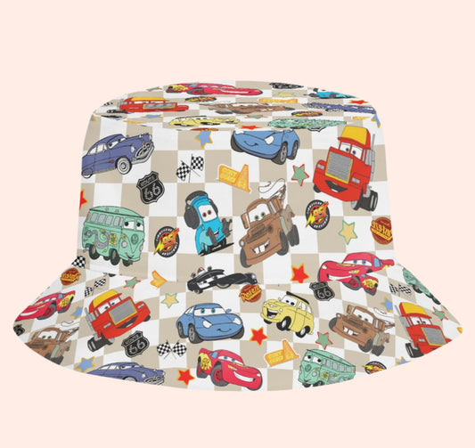 Beige Checkered Life Is A Highway Bucket Hat