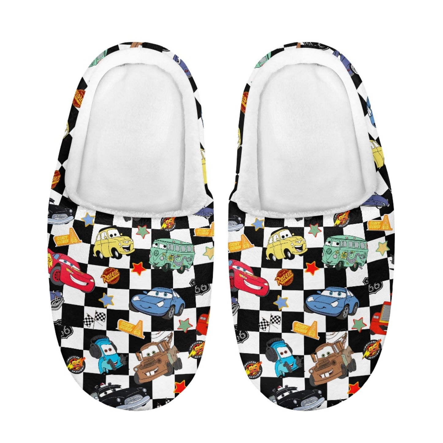 Black Checkered Life Is A Highway Slippers