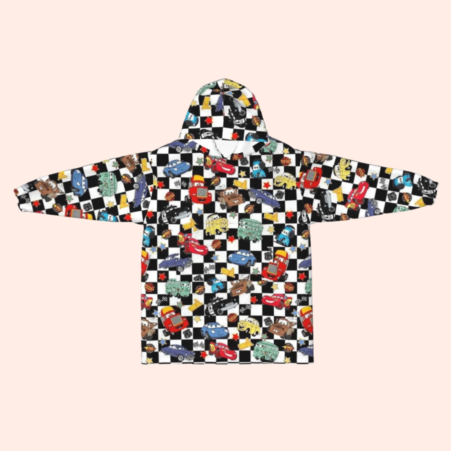 Black Checkered Life Is A Highway Blanket Hoodie