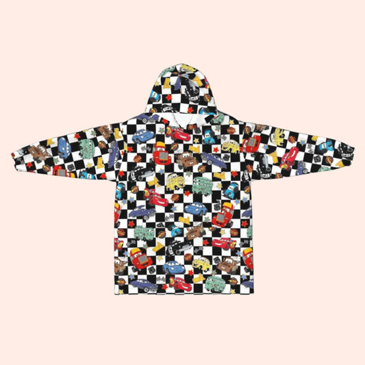 Black Checkered Life Is A Highway Blanket Hoodie