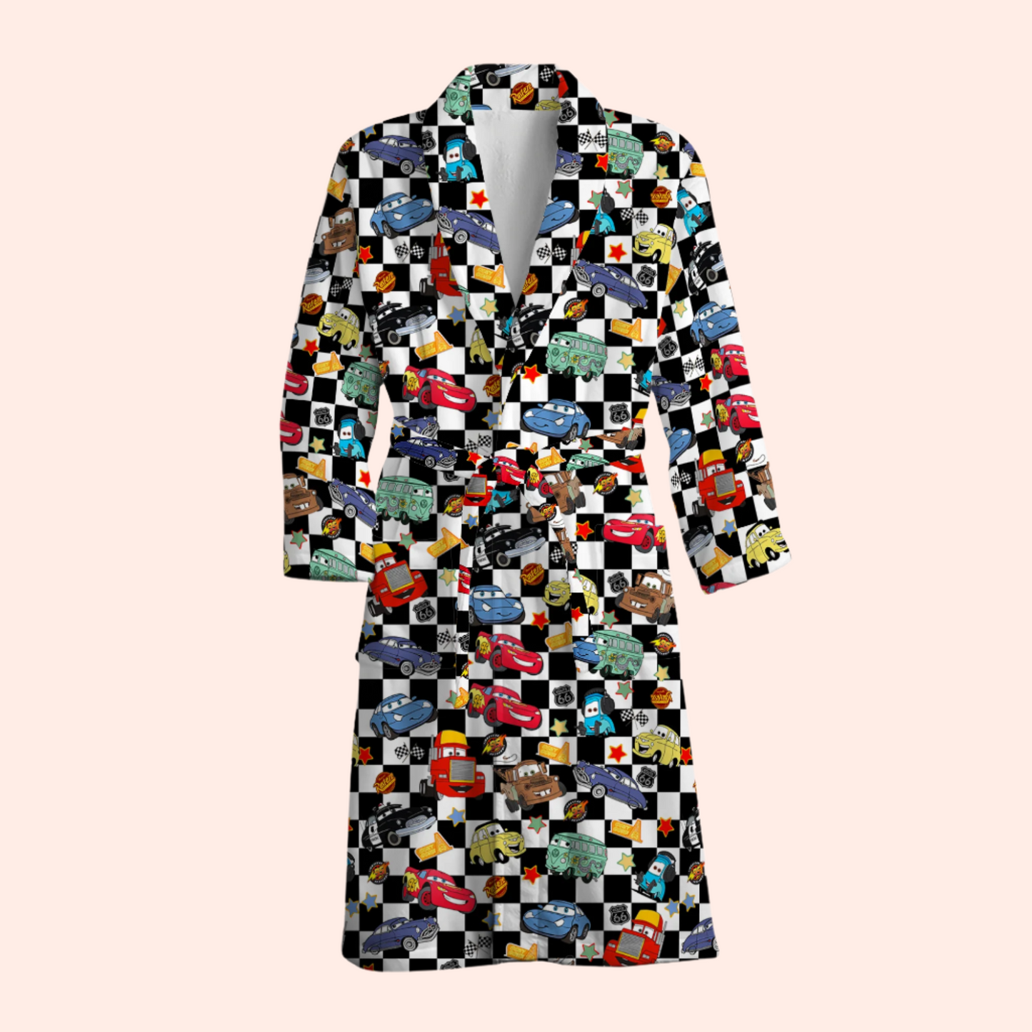 Black Checkered Life Is A Highway Dressing Gown