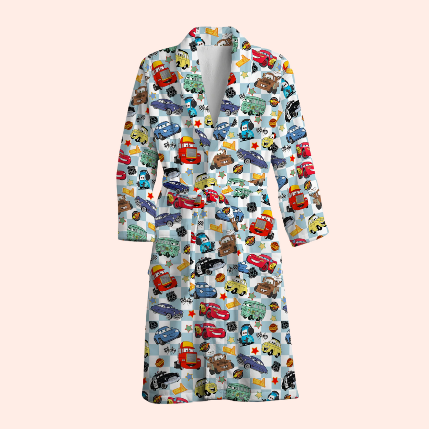 Blue Checkered Life Is A Highway Dressing Gown